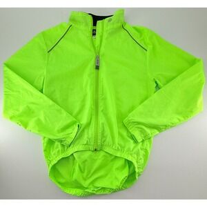 Canari Cycling Jacket Womens Medium Neon Green Full Zip Windbreaker Reflective